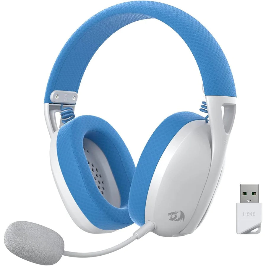 Redragon H848B IRE Bluetooth Wireless Gaming Headset - Lightweight - 7.1 Surround Sound - 40MM Drivers - Detachable Microphone - Multi Platforms for PC, PS5/4/3, Switch, Mobile Blue Redragon H848B IRE Bluetooth Wireless Gaming Headset - Lightweight - 7.1 Surround Sound - 40MM Drivers - Detachable Microphone - Multi Platforms for PC, PS5/4/3, Switch, Mobile Blue